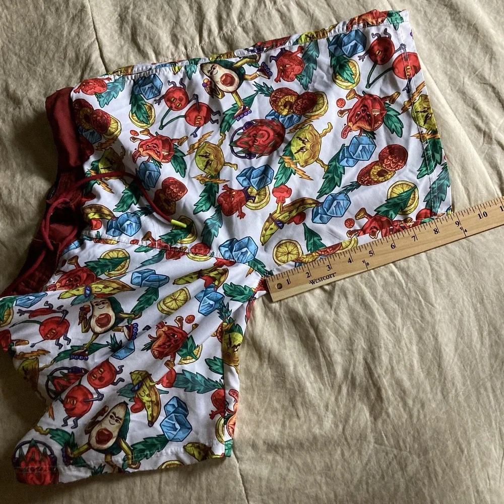 Veccoberry Man's Fruits Printed Board Shorts QuickDry Drawstring Size Medium